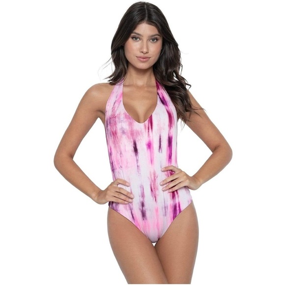 NWT PQ Swim Pink Tie Dye One Piece Swim Suit Large - Picture 2 of 7